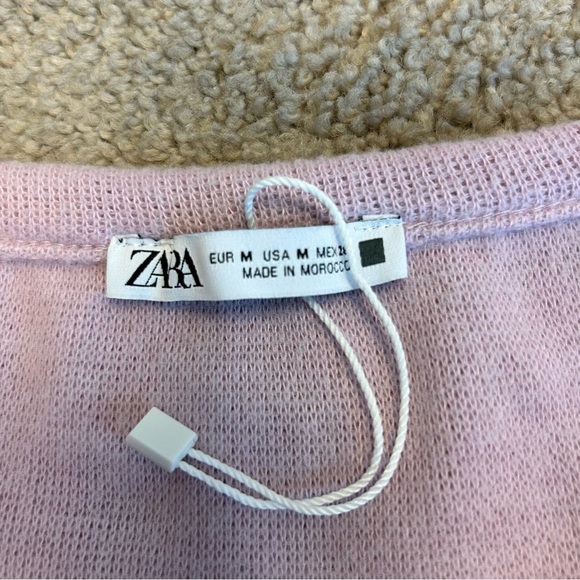 Zara Lilac purple long sleeve off the shoulder cropped sweater top button front - Picture 10 of 14